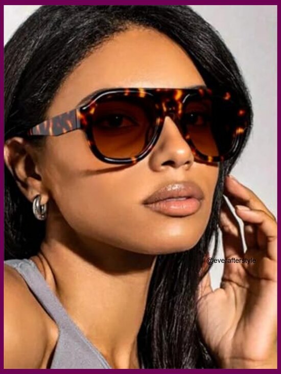 Plastic Oversized Aviator Sunglasses Retro Square Shield Fashion main image 6